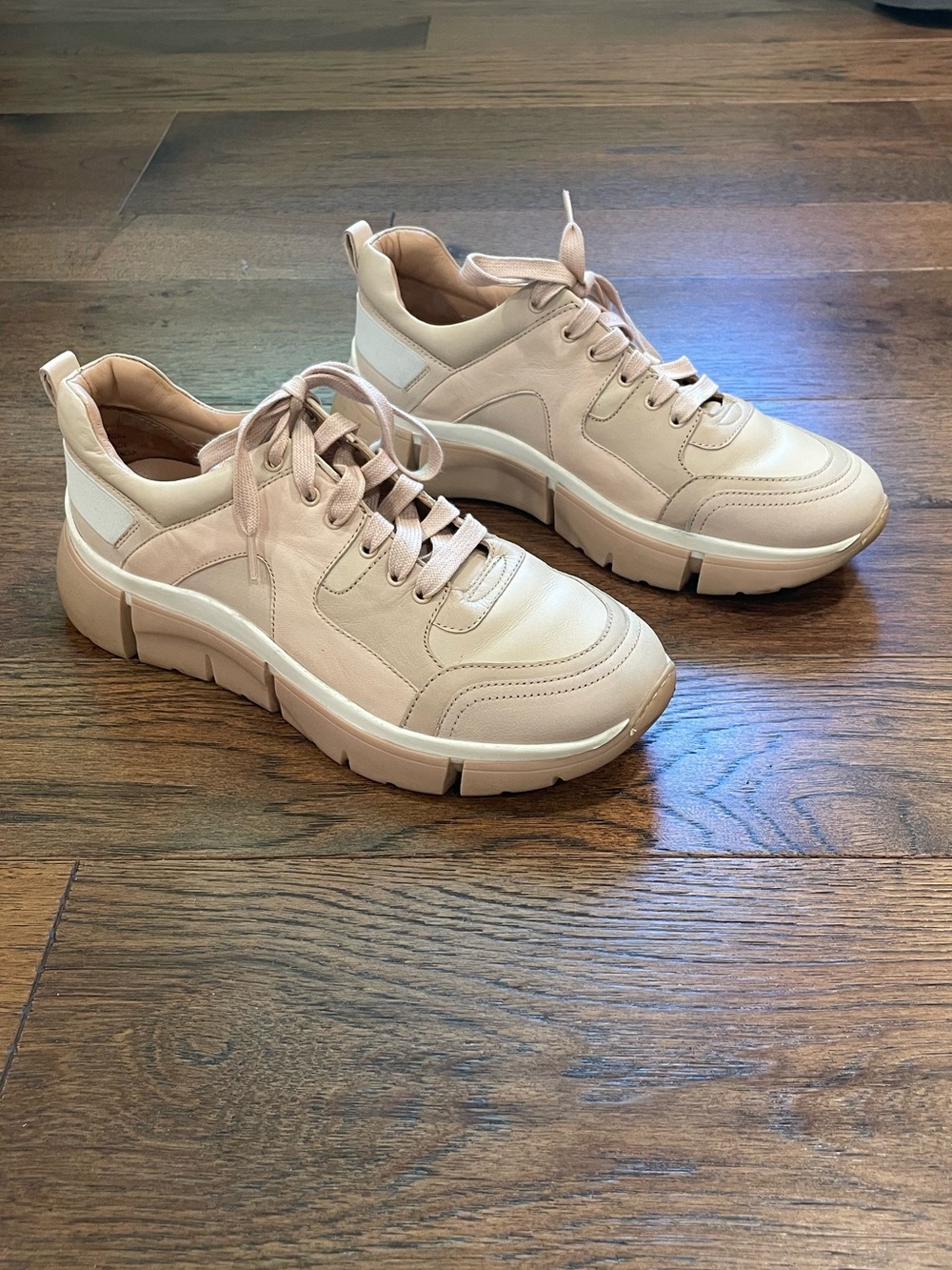 Seychelles Cream-Pink Chunky Lace-Up Sneakers